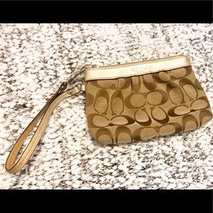 Coach Wristlet- Brown and Gold